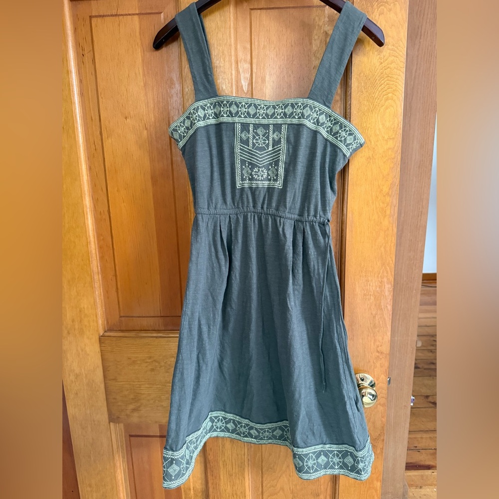 Prana Embroidered Green Dress